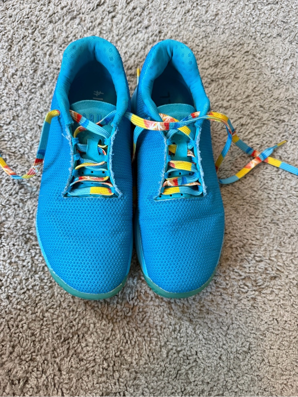 NOBULL Bright Blue Women's Sneakers with Multicolor Laces - Picture 2 of 5